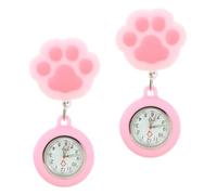 POPETPOP 2pcs Cat Paw-Shaped Silicone Nurse Fob Watch Hanging Pocket Watch with Clip-on Design, Easy and Safe to Use for Nursing Students During Graduation Week