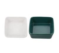 POPETPOP 2pcs Ceramic Hamster Feeder Bowls Small Food Dish Set for Guinea Pig and Small Animals Anti-spill Bite-resistant Pet Feeding Bowl with White and Dark Green Colors Suitable for Cage