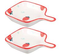 POPETPOP 2pcs Ceramic Seasoning Bowls with Unique Handle Design, Multi-Purpose Food Sauce Dishes for Home Use and Parties