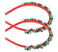 POPETPOP 2pcs Christmas Headbands Bell Decoration, Red Iron Xmas Hair Bands Featuring Creative Design, Sturdy and Not Easy to Break, for Christmas Party and Celebrating New Year