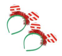 POPETPOP 2Pcs Christmas Headbands Candy Cane Hair Hoops Red and White Festive Headdress for Christmas Party Hair Accessories