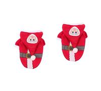 POPETPOP 2pcs Christmas Pet Coat for Cats and Dogs Adorable Xmas Outfit Lightweight Cotton for Holiday Photos and Special Occasions Red