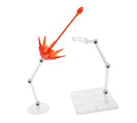 POPETPOP 2pcs Clear Plastic Action Figure Stand with Red Energy Effect Stable Doll Holder Base for Model Display Style Special Effects Accessories for Figurines