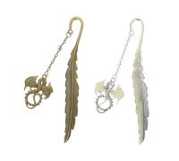 POPETPOP 2pcs Creative Zinc Alloy Lightweight Plume Shaped Bookmarks Glow the Dark, Simple Design Page Markers for Students and Reading Accessories