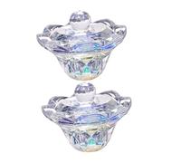 POPETPOP 2pcs Crystal Cup for Acrylic Nails Monomer Dish Lid Nail Salon Dish Mixing Glass Cup for Polish Palette Bowl