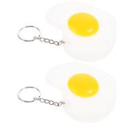 POPETPOP 2pcs Cute Heart-shaped Boiled Egg Keychains, Realistic Fried Egg Bag Pendants 9.4cm X 7.5cm, Food Charm Keyrings for Backpack and Handbag Accessories