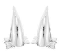 POPETPOP 2pcs Devil Horn Hair Clips for Halloween Cosplay Parties, Alloy Silver Material with Built-in Metal Wire Structure, Secure Fit and Realistic 3d Horn Design for Accessories