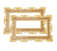 POPETPOP 2pcs Double Light Switch Protective Covers with Gold Edge Coffee Plastic Plates, Wall Switch Panel Decor for Living Room and Bedroom, European Style Wall Outlet Accessories