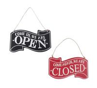 POPETPOP 2pcs Double-sided Wooden Door Hanging Signs, Black and Red Open Closed Plaques for Bar Restaurant Shop, Vintage Style Decorative Door Signs for Home and Business Random Color