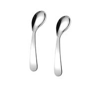 POPETPOP 2Pcs Eating Learning Spoons Stainless Steel Practice Spoon with Bent Handle for Easy Grip and Reduced Wrist Strain Safe Tableware with Smooth Edges Durable and Easy to Clean