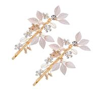 POPETPOP 2pcs Elegant Rhinestone Leaf Hair Clips for Bridesmaids and Weddings Secure Hairpins with Glistening Leaves Versatile Bridal Hair Accessories for Formal Events