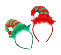 POPETPOP 2pcs Elf Hat Headband Christmas Elf Hat Elf Hat Adult Christmas Elf Headband Kids Santa Hat Mini Elf Headband Party Elf Headband Santa Elf Dress up Fabric Miss Stripe Small Hat