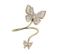 POPETPOP 2Pcs Fidget Ring for Women Girls, Gold Butterfly Pattern, Adjustable Rotate Open Anxiety Ring for Wife Girlfriend Daughter Friends