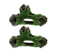 POPETPOP 2pcs Fish Tank Landscaping Sunken Wood Aquarium Hideout Decoration Dragon Beard Platform Tank Log Moss Tree Fish Tank Hiding Decor Terrarium Decorations Reptile Hollow Pet Resin