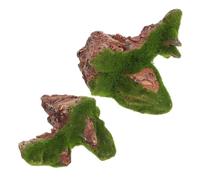 POPETPOP 2pcs Floating Aquarium Stone Set Resin Moss Rock Fish Tank Decorative Landscaping Ornament for Underwater Suspended Scenery in Yellow Sky Castle Design