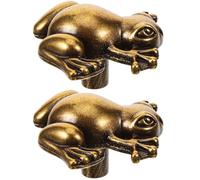 POPETPOP 2pcs Frog Shape Knobs for Drawers and Dressers Retro Copper Furniture Accessory with Rust Resistant Versatile Design for Wardrobe Doors and Kitchen Cabinets