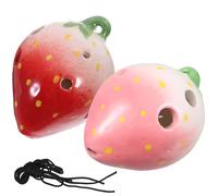 POPETPOP 2pcs Fruit Shaped 6-hole Ocarina Set for Beginner Practice, Creative Ac Key Wind Instrument with Red and Pink Colors, Suitable for Music Learning and Random Color