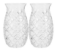 POPETPOP 2pcs Glass Beer Cup with Pineapple Texture and Thick Bottom 480ml Sturdy Drink Cups for Restaurants and Homes and Wine Accessory