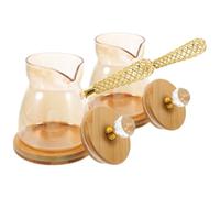 POPETPOP 2pcs Glass Coffee Kettle Glass Teapot Handle Milk Warmer Butter Melting Pot for Home Kitchen 350ml