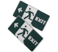 POPETPOP 2pcs Glow in The Dark Enamel Pins Mini Emergency Exit Sign Brooches Cute and Quirky Alloy Decorative Pins for Bags and Holiday Decorations
