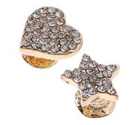 POPETPOP 2pcs Gold Decorative Watchband Charms Set with Small Heart and Full Crystal Star Alloy Nails for Smartwatch Strap Accessories