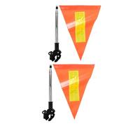 POPETPOP 2pcs Golf Cart Safety Flags with Telescopic Stainless Steel Poles, Reflective High Visibility Pvc Triangular Flags for Wheelchairs and Mobility Devices, Outdoor Use in Different