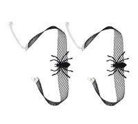 POPETPOP 2pcs Gothic Black Halloween Spider Necklace Choker with Felt Cloth and Stretchy Lace, Decorative Neck Jewelry for Halloween Party Events