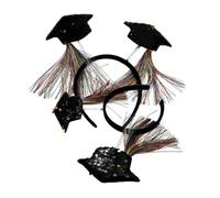 POPETPOP 2pcs Graduation Cap Headband with Colorful Tassels and Sequin Decor Non Slip Spring Hair Hoop for Graduation Parties Photo Props and Festival Headwear