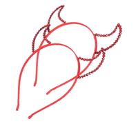 POPETPOP 2pcs Halloween Devil Horn Headband with Rhinestones, Reusable Lightweight Plastic and Metal Horn Headpiece for Party and Costume Accessories