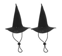 POPETPOP 2pcs Halloween Pet Witch Hat for Dogs and Cats, Black Elastic Costume Caps, Medium Size, Photography Props and Party Accessories