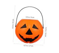 POPETPOP 2pcs Halloween Plastic Pumpkin Candy Bucket with Handles, Delicate Pumpkin Shape Tote Bag for Candy or Daily Storage, for Halloween Party Favour Supplies and Trick or Treat