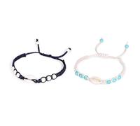 POPETPOP 2pcs Handmade Shell Bracelets for Women, Elegant Woven Rope and Shell Jewelry Decoration, Fashion Unique Design for Anniversary Celebration Or Advertising