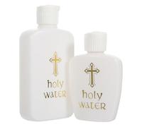 POPETPOP 2pcs Holy Water Bottles Set 100ml 60ml Catholic Plastic Refillable Holy Water Container with Easter Cross Design for Baptism Blessing and Church Ceremony