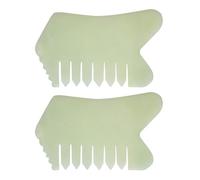 POPETPOP 2pcs Jade Massage Combs Hair Scalp Massager Tools Natural Light Green Jade Scraping Combs for Accelerating Blood Circulation and Relaxing Scalp