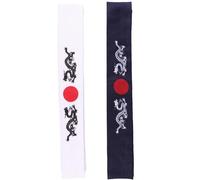 POPETPOP 2pcs Japanese Karate Headbands Breathable Wide Headbands for Women Chef Accessory Cooking Costume Karate Supply White and Blue Mythical Dragon Pattern