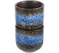 POPETPOP 2pcs Japanese Style Ceramic Tea Cup, Retro Round Household Teaware | Smooth Surface, Stylish Classic Appearance, Thermal Shock Tolerance, Suitable for Oolong Tea, Spirits, Home or Office