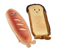 POPETPOP 2pcs Kawaii Bread Shape Pen Case for Students, Orange Nylon Pouch