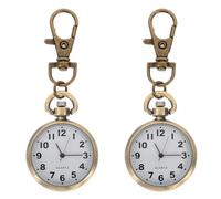 POPETPOP 2pcs Keychain Nurses Watch for Women with Big Watch Face Design and Accurate Constant Time in Golden Alloy and Titanium Metal for Travel