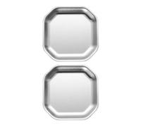 POPETPOP 2pcs Korean Style Stainless Steel Octagonal Pickle Plates 10.4cm Small Snack Appetizer Dishes Household Metal Tableware for Serving Sauces and Side Dishes