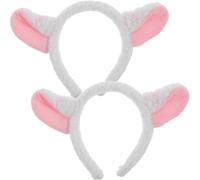POPETPOP 2pcs Lamb Ear Headbands with Soft Sheep Ear Shape Hair Accessories for Adults Goat Costume Party Cosplay