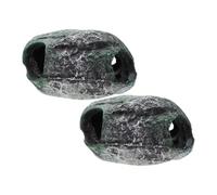 POPETPOP 2pcs Large Resin Fish Tank Decor Turtle Cave Hideout for Aquarium, Decorative Aquarium Cave Shelter for Cichlids and Reptiles, Fish Tank Supply Hideaway Ornament
