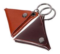 POPETPOP 2pcs Leather Guitar Pick Storage Pouch Set with Keyring Portable Guitar Picks Carrying Bag for Acoustic and Electric Accessories Dark Brown and Orange