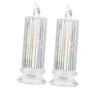 POPETPOP 2pcs LED Electric Candle Lamp Transparent Flameless Night Light with Creative Candle Design Battery Operated for Party Wedding Romantic Home Decor Soft Warm Glow for Bedroom and