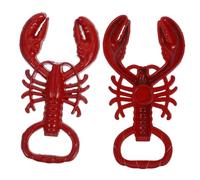 POPETPOP 2Pcs Lobster Shape Metal Alloy Bottle Opener Manual Beer and Soda Cap Opener for Bar and Home Use Portable Red Painted Design Easy to Store and Carry Holiday Supplies