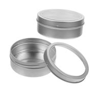POPETPOP 2pcs Magnetic Storage Box Refillable Containers Kitchen Container Magnetic Spice Tins Fridge Organizer Round Spice Jars Seasoning Jars Silver Vinyl Resin