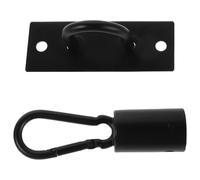 POPETPOP 2pcs Matte Black Metal Ceiling Fan Mounting Plate with Chandelier Shade Hook - Heavy Duty Ceiling Canopy Kit for Wall Mounted Fan Bracket and Pendant Light Fixtures in Home