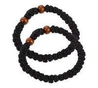 POPETPOP 2pcs Men Brown Wood Bracelet with Tiny Bead Cross, Seamless Feel and Smooth Surface, for Religious Ceremonies and Home Devotion Prayer Bead Bracelet