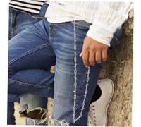 POPETPOP 2pcs Metal Motorcycle Pants Chains with Clasp Hip Hop Trousers Chain Ornament for Punk Dance Outfits Easy Attachment Jeans Accessory