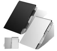 POPETPOP 2pcs Metal Pocket Notepad Portable Notepad 3.5x2.5x0.5in Lightweight Aluminum Alloy Case with Pen Write on Both Sides for Home and Pockets