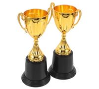 POPETPOP 2pcs Mini Gold Trophy Cup: Small Golden Trophy Cups For Winners - Plastic Award With Base For Parties Soccer & Academic Achievements